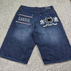 Coogi Y2K Denim Jorts Dark Wash Embroidered Crazy Hiphop Style 38/16 Essentials